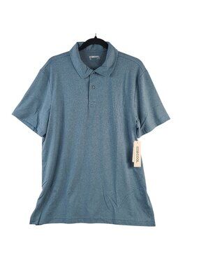 32 Degrees Men's Heat Cool Polo Shirt Sz L Blue Steel Moisture-Wicking